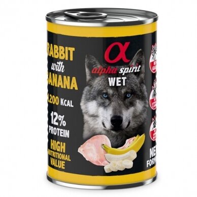 Alpha Spirit Wet konservas su triušiena ir bananais