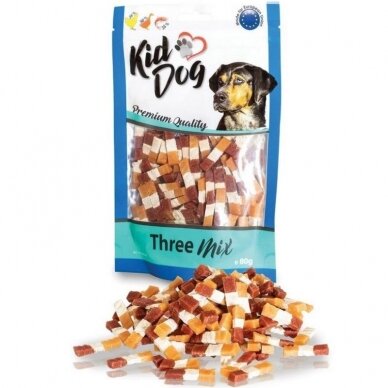 Kiddog Three Mix vištienos antienos ir menkės skanėstai