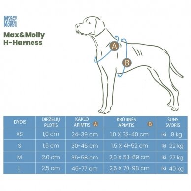 Max&Molly H-Harness Monkey Maniac petnešos šunims 1