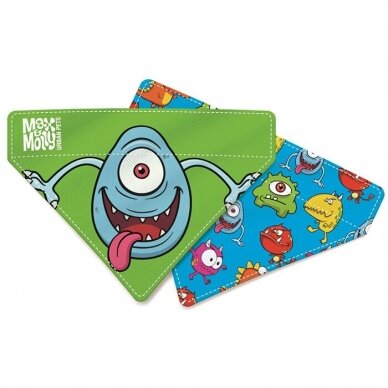 Max&Molly Little Monsters dvipusė bandana skarelė šunims