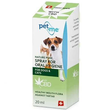 Pet+Me burnos priežiūros purškiklis šunims su CBD